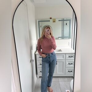 ICHI Mafa Turtleneck Sweater in Rose NWT